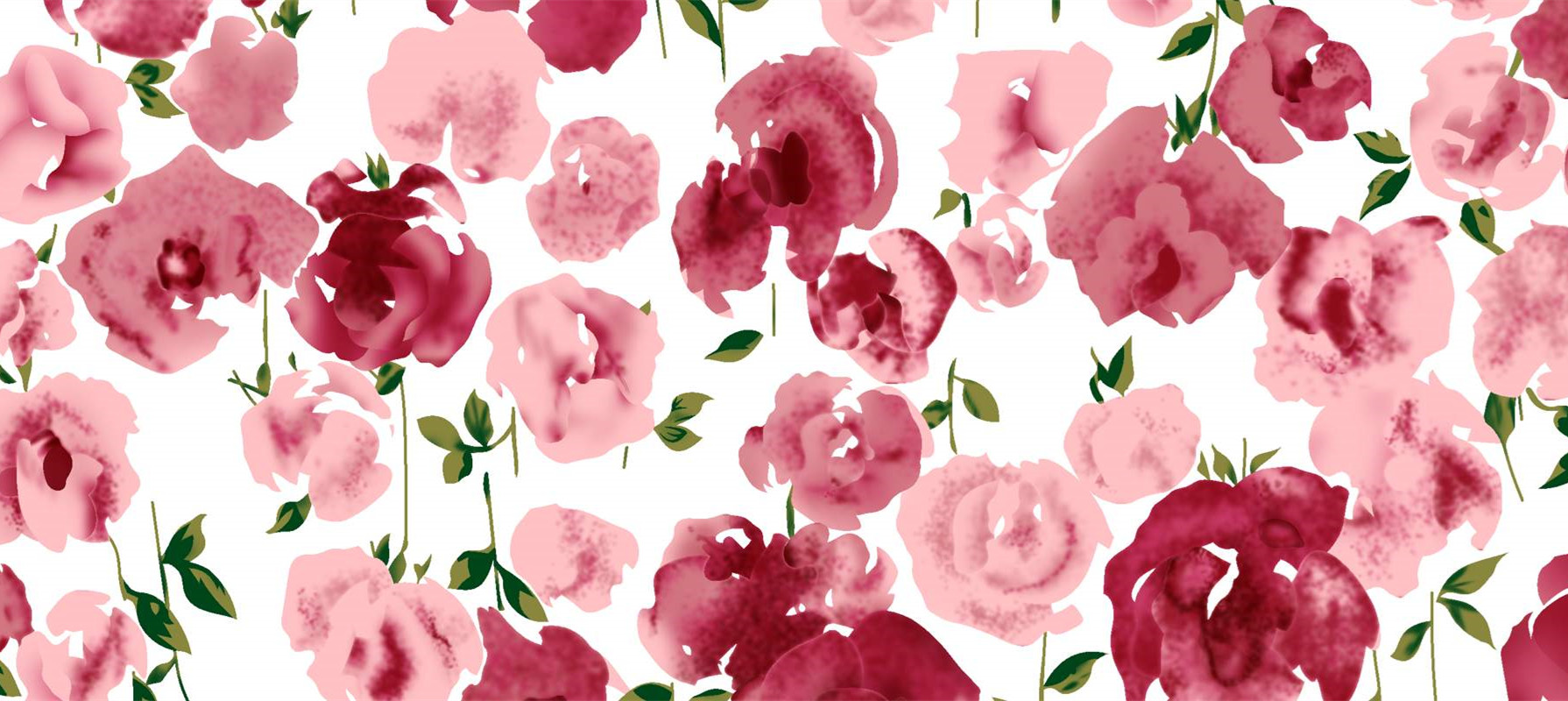 浪漫水彩花卉面料印花 服装印花设计素材