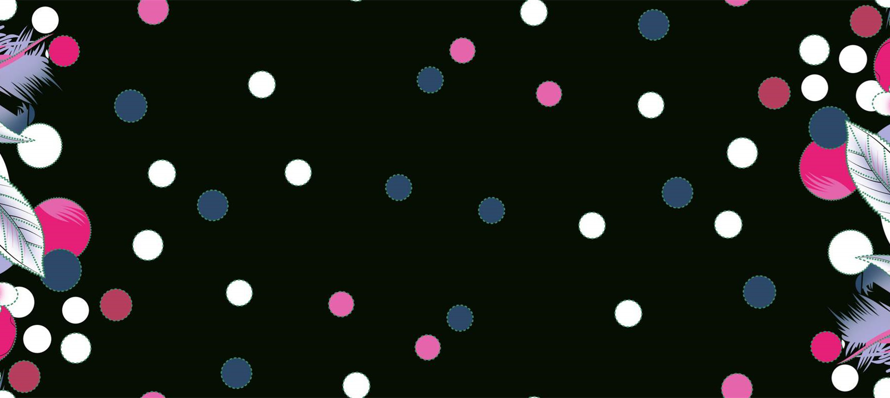 时尚波点与羽毛纹理的面料印花设计素材