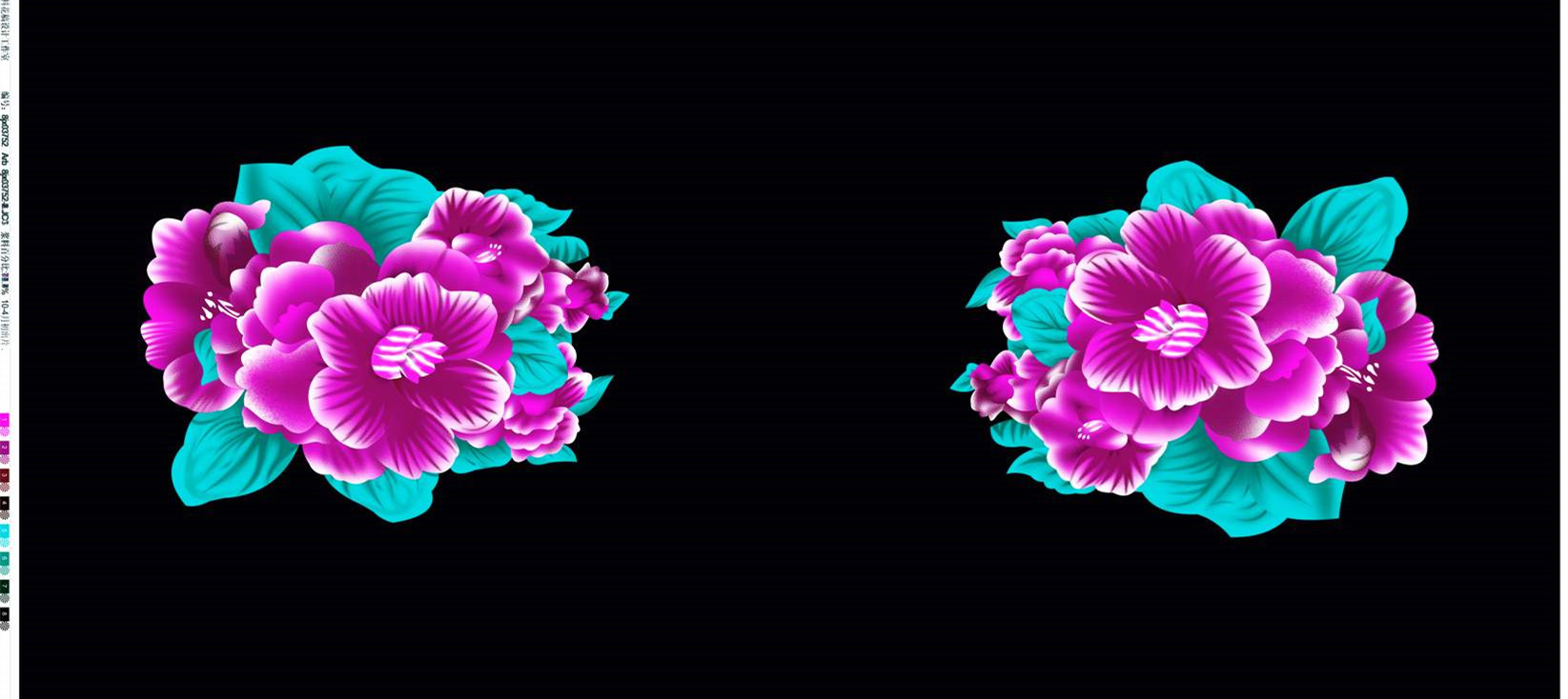 时尚花卉面料印花素材 高饱和度服装印花设计