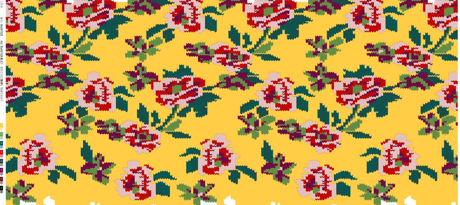 复古像素风花卉面料印花素材,适用于服装印花设计