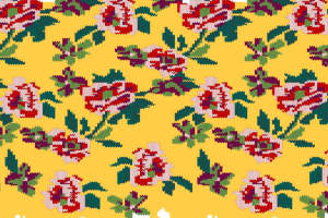 复古像素风花卉面料印花素材，适用于服装印花设计