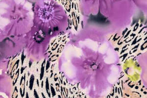复古豹纹与紫色花卉融合的面料印花设计素材