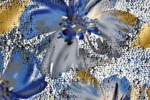 蓝金花卉纹理服装印花素材 高端时尚设计