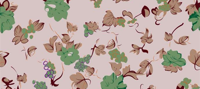 复古风面料印花素材 优雅藤蔓设计适用于服装定制