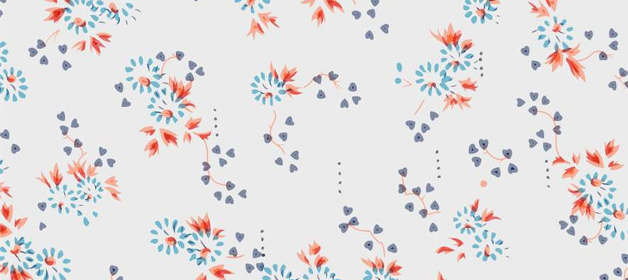 清新水彩花卉面料印花 文艺风服装印花设计素材