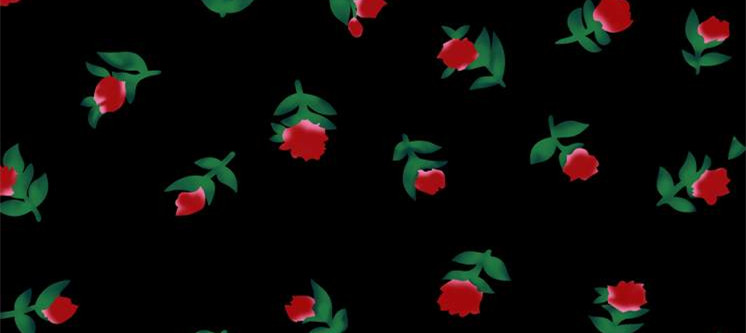 复古红玫瑰面料印花设计,适用于时尚服装印花