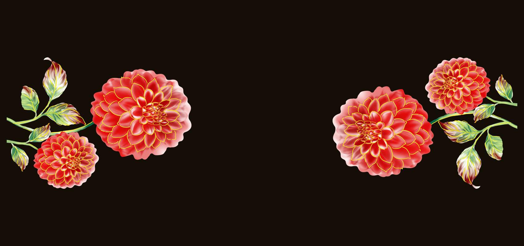 复古红金花卉面料印花素材 高端服装印花设计